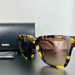 Authentic MAX MARA Black/Gold Tortoise Shell Sunglasses - New with Packaging